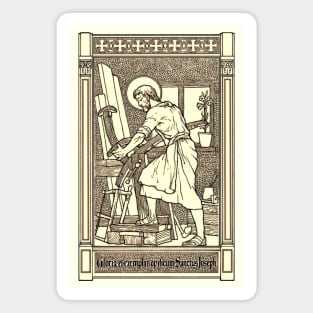 Saint Joseph the Worker Woodblock Print Magnet